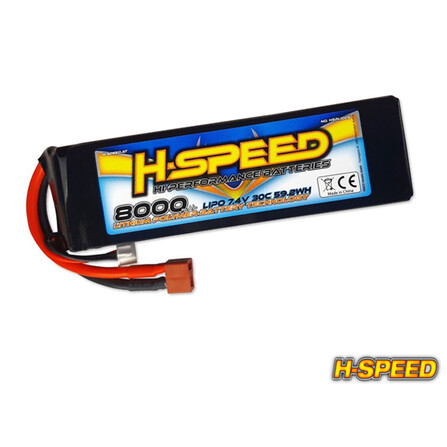 Lipo 8000MAH 7.4V 30C Racing Akku T-stik (Deans) (1)